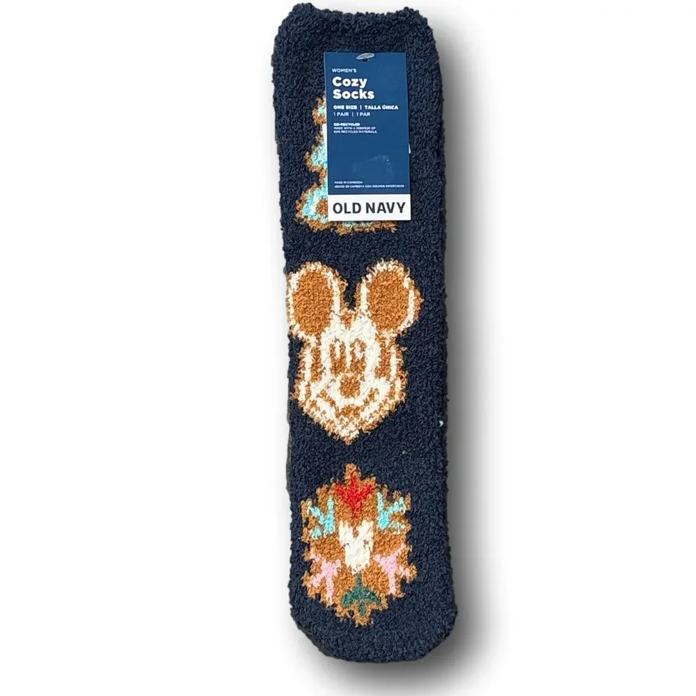 3/$20 Disney Mickey Mouse Christmas Holiday Funny Novelty Cozy Socks - NWT